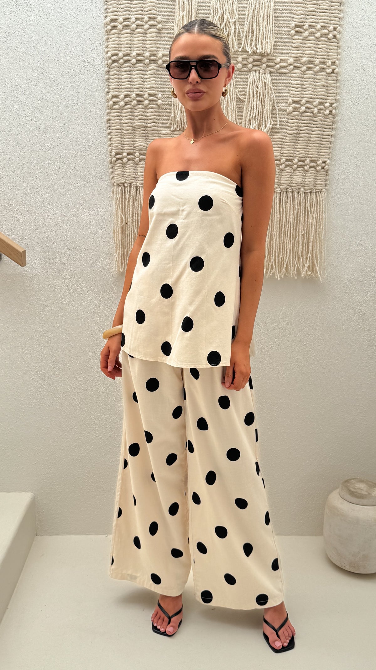 Hazelle Pants - Beige/Black Polka Dot - Billy J
