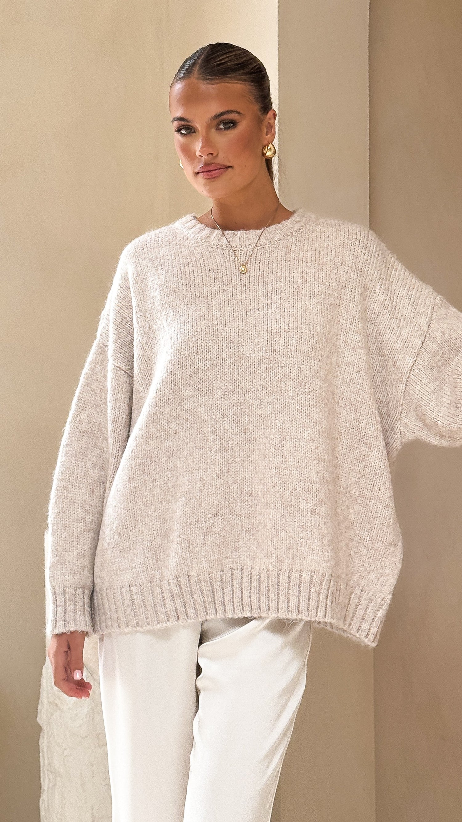 Mila Knit Jumper - Oatmeal - Billy J