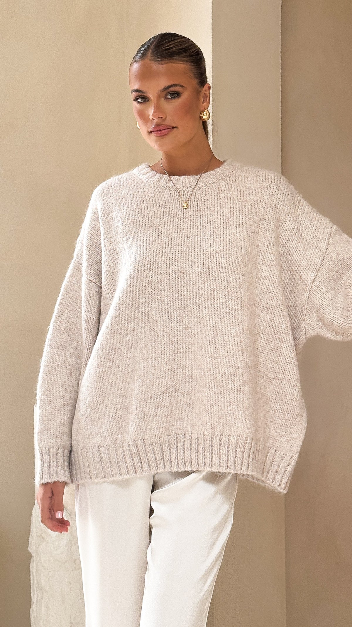 Mila Knit Jumper - Oatmeal - Billy J