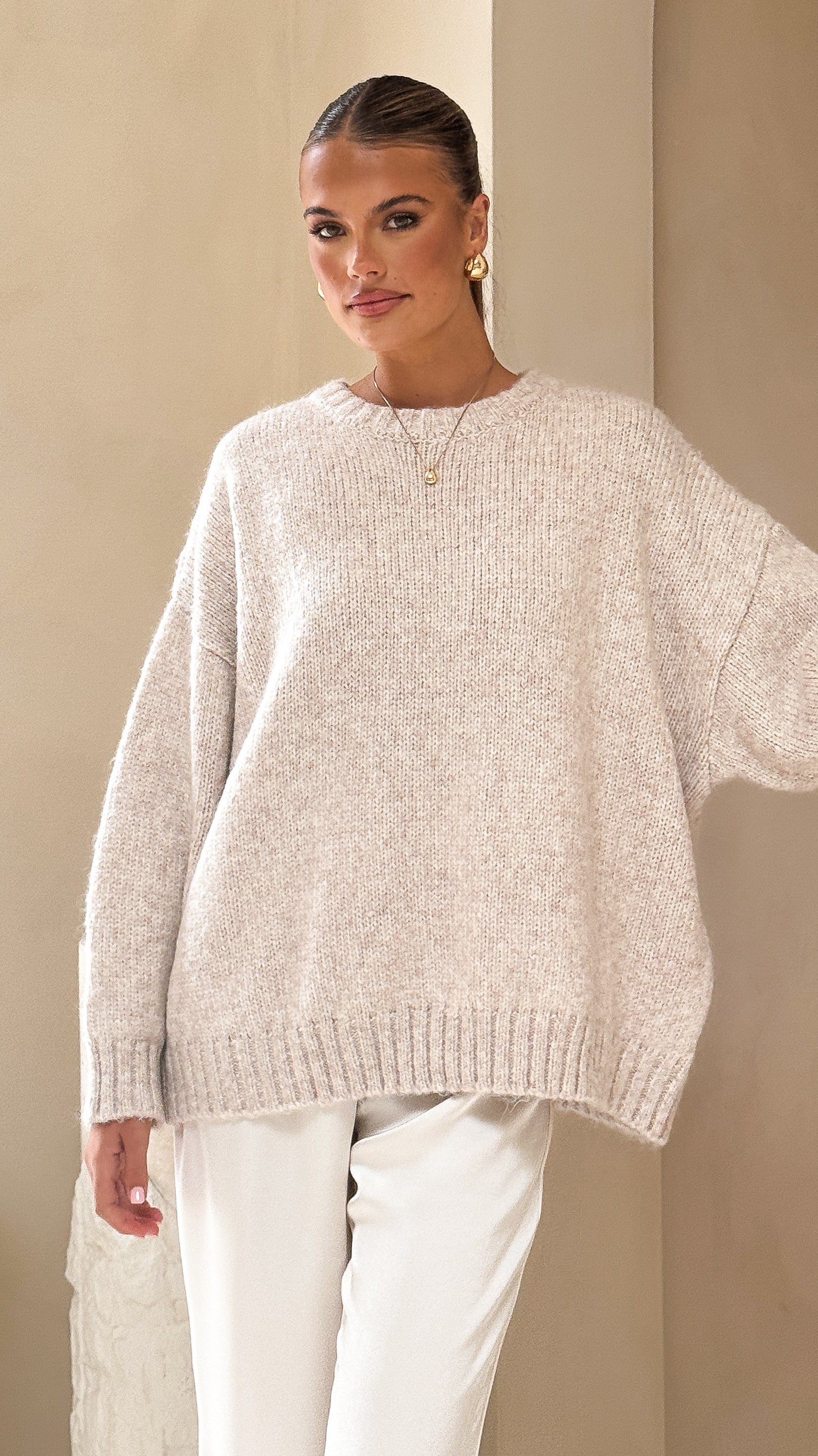 Mila Knit Jumper - Oatmeal - Billy J
