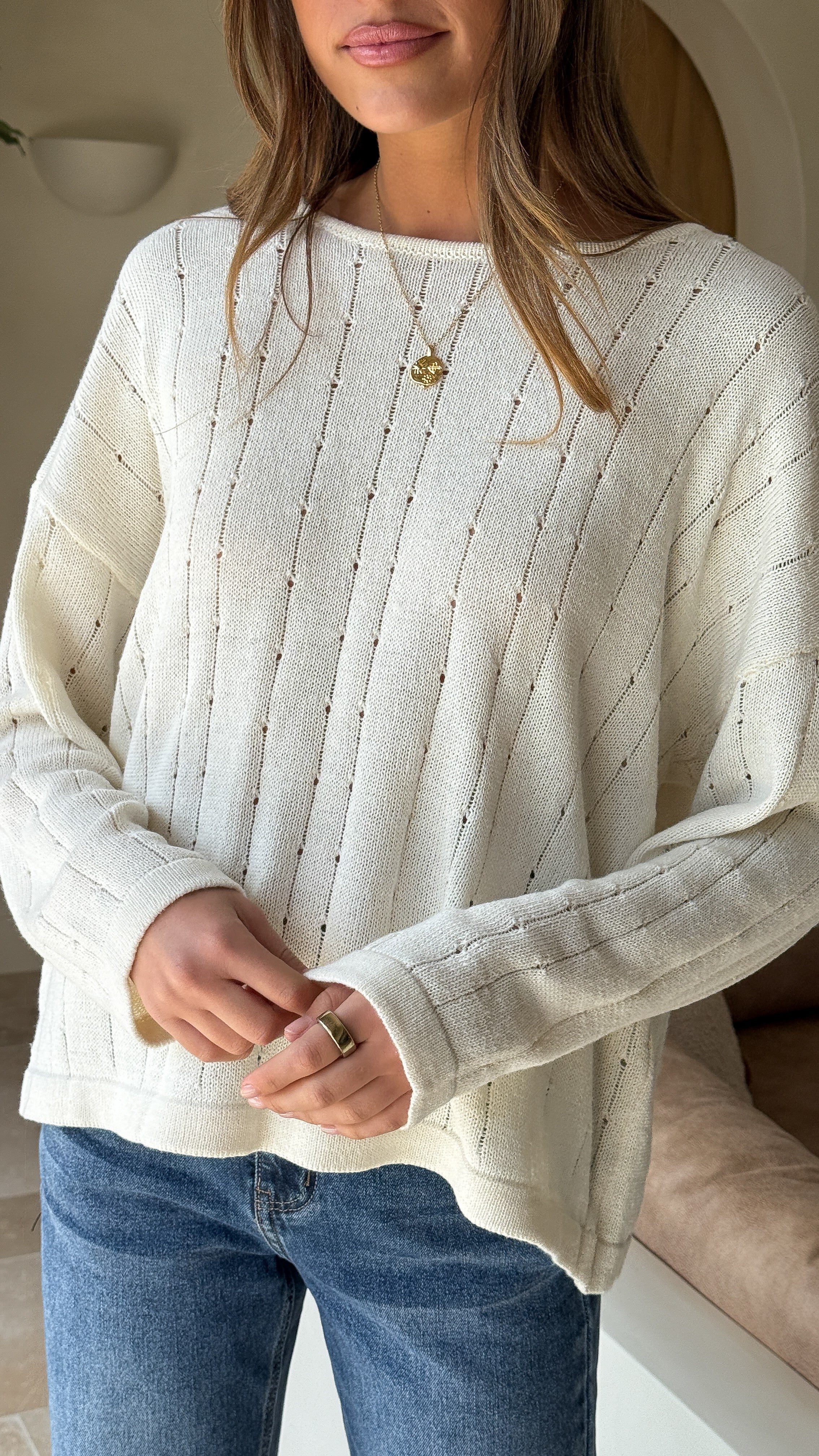 Mia Long Sleeve Top - Cream - Billy J