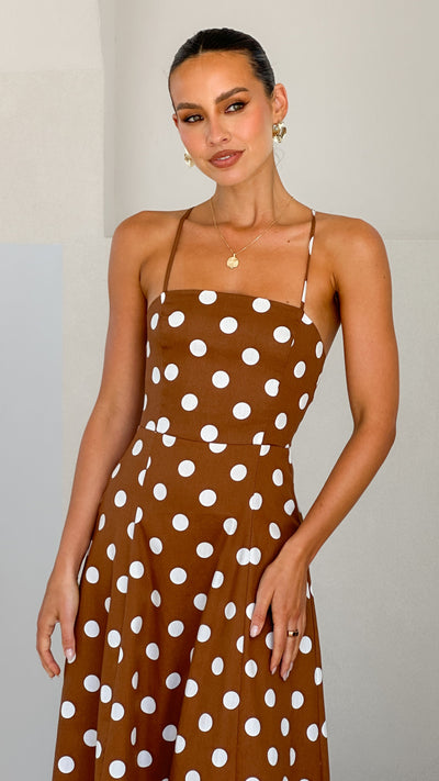 Load image into Gallery viewer, Xandra Midi Dress - Brown / White - Billy J
