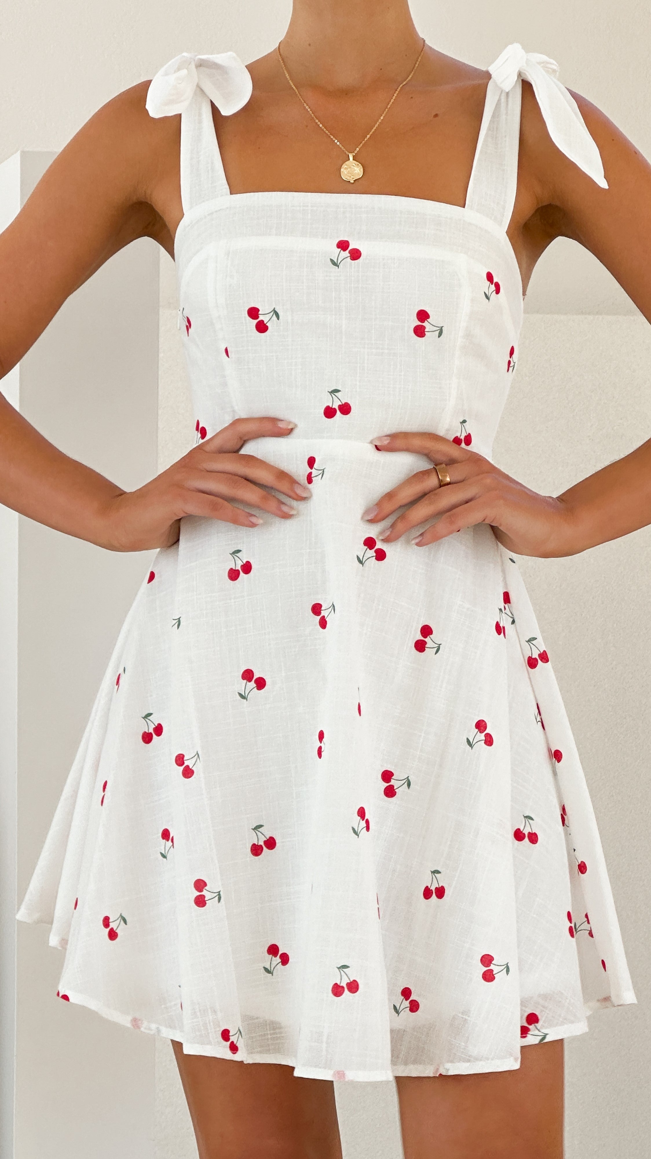 Emmelyn Mini Dress - White Cherry - Billy J