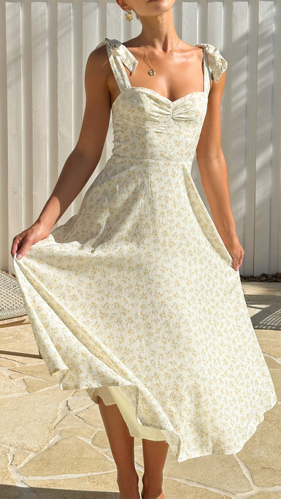 Load image into Gallery viewer, Blakely Midi Dress - Lemon Floral - Billy J
