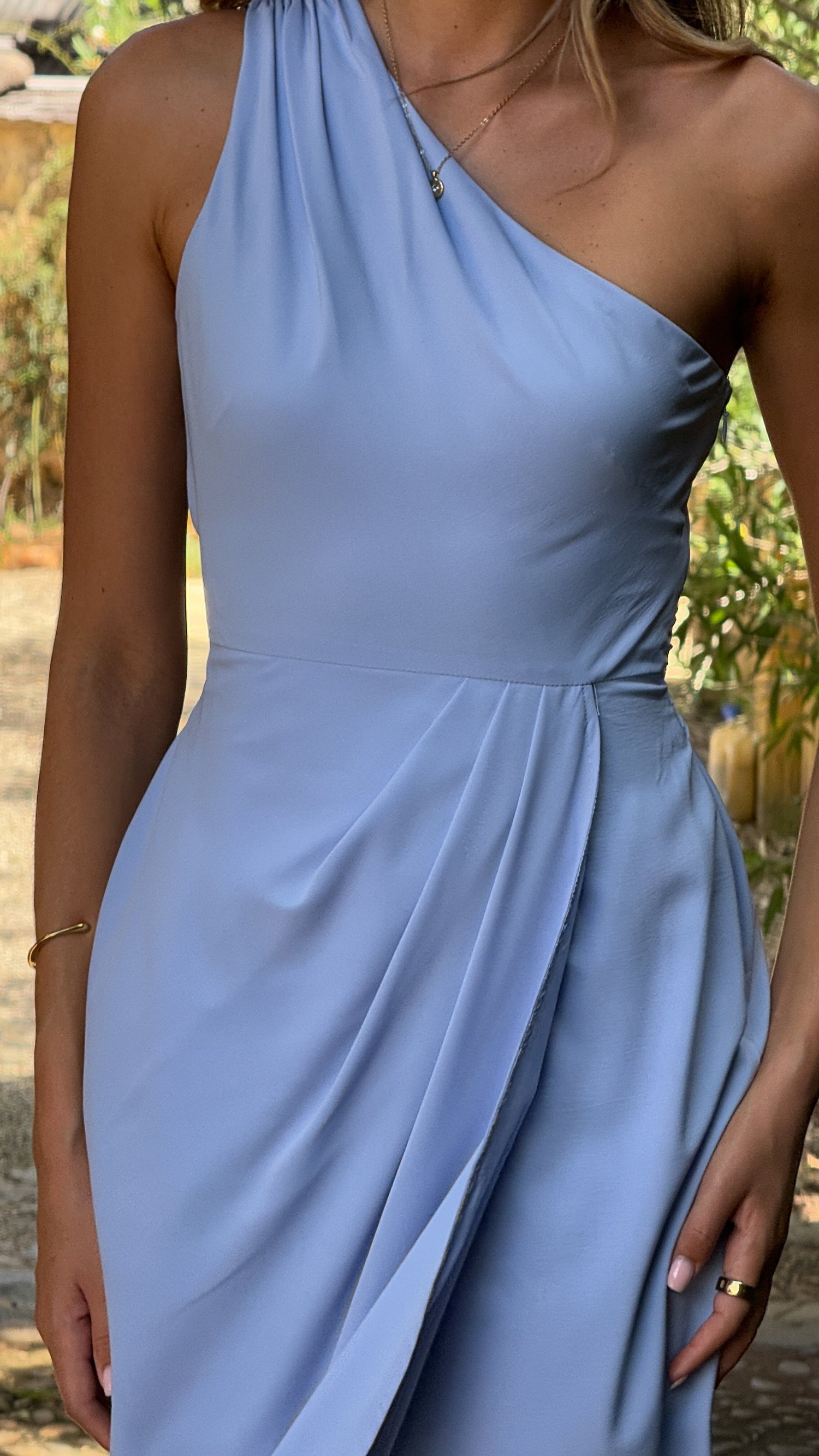 Clara One Shoulder Maxi Dress - Blue - Billy J