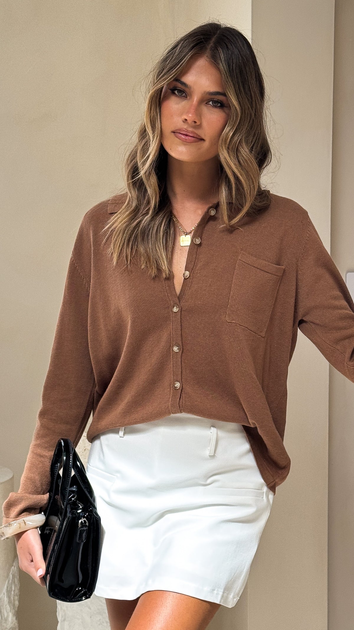 Klara Knitted Shirt - Caramel - Billy J
