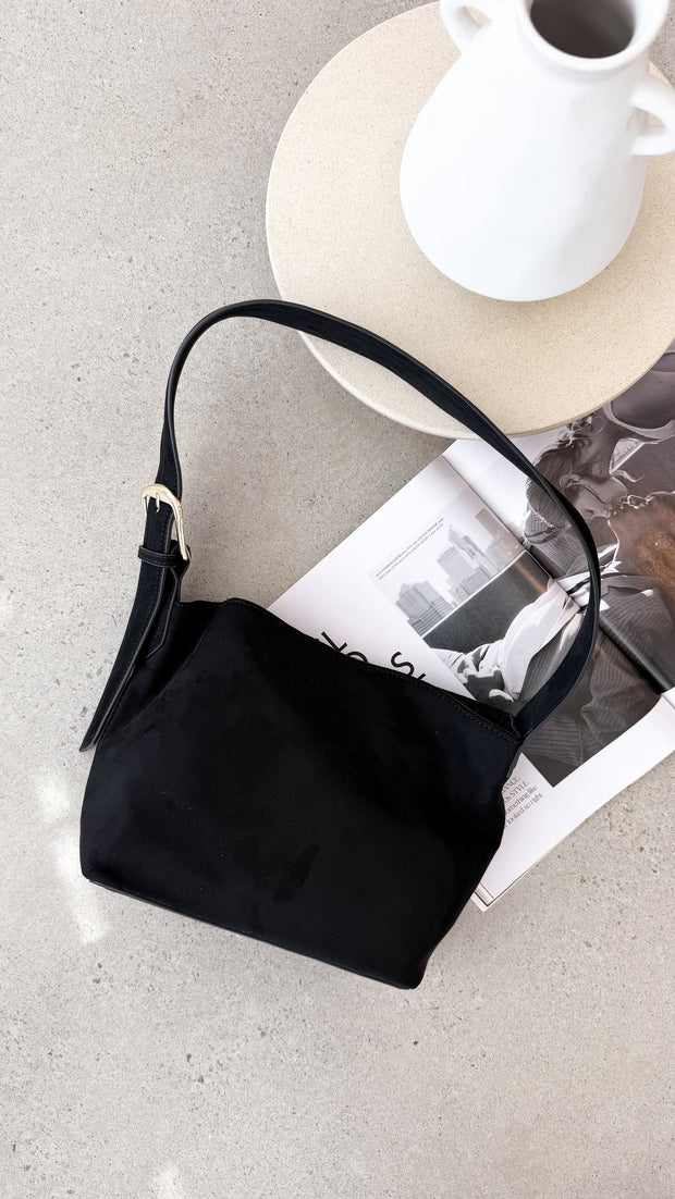 Freya Shoulder Bag - Black Suede - Billy J