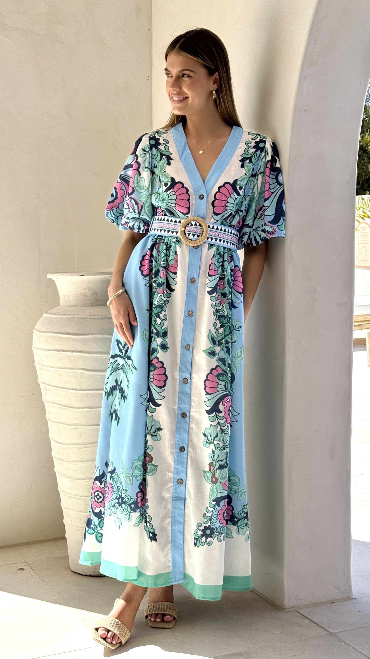 Dali Maxi Dress - Island Bloom Blue - Billy J