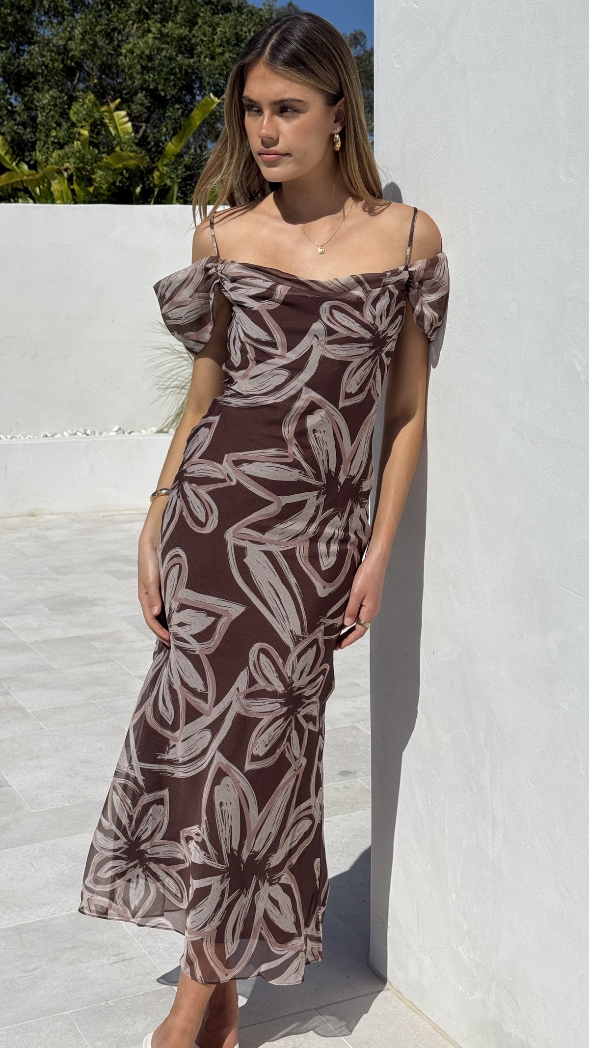 Adrianna Maxi Dress - Brown Floral - Billy J