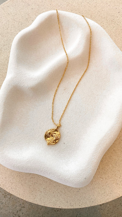 Load image into Gallery viewer, Ocean Coin Charm Necklace - Gold - Billy J

