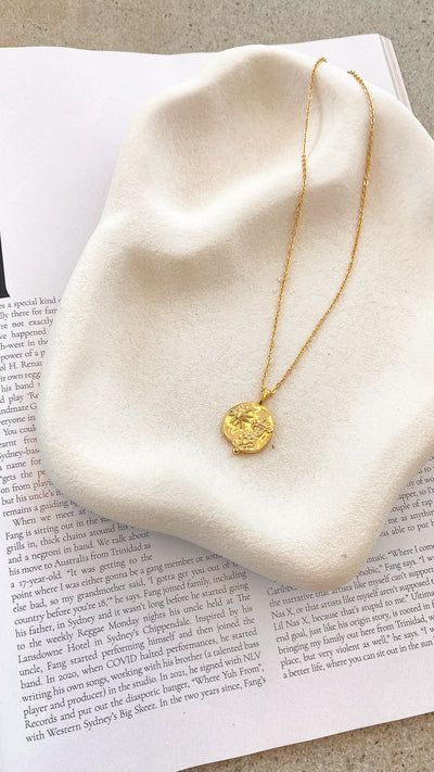 Load image into Gallery viewer, Ocean Coin Charm Necklace - Gold - Billy J
