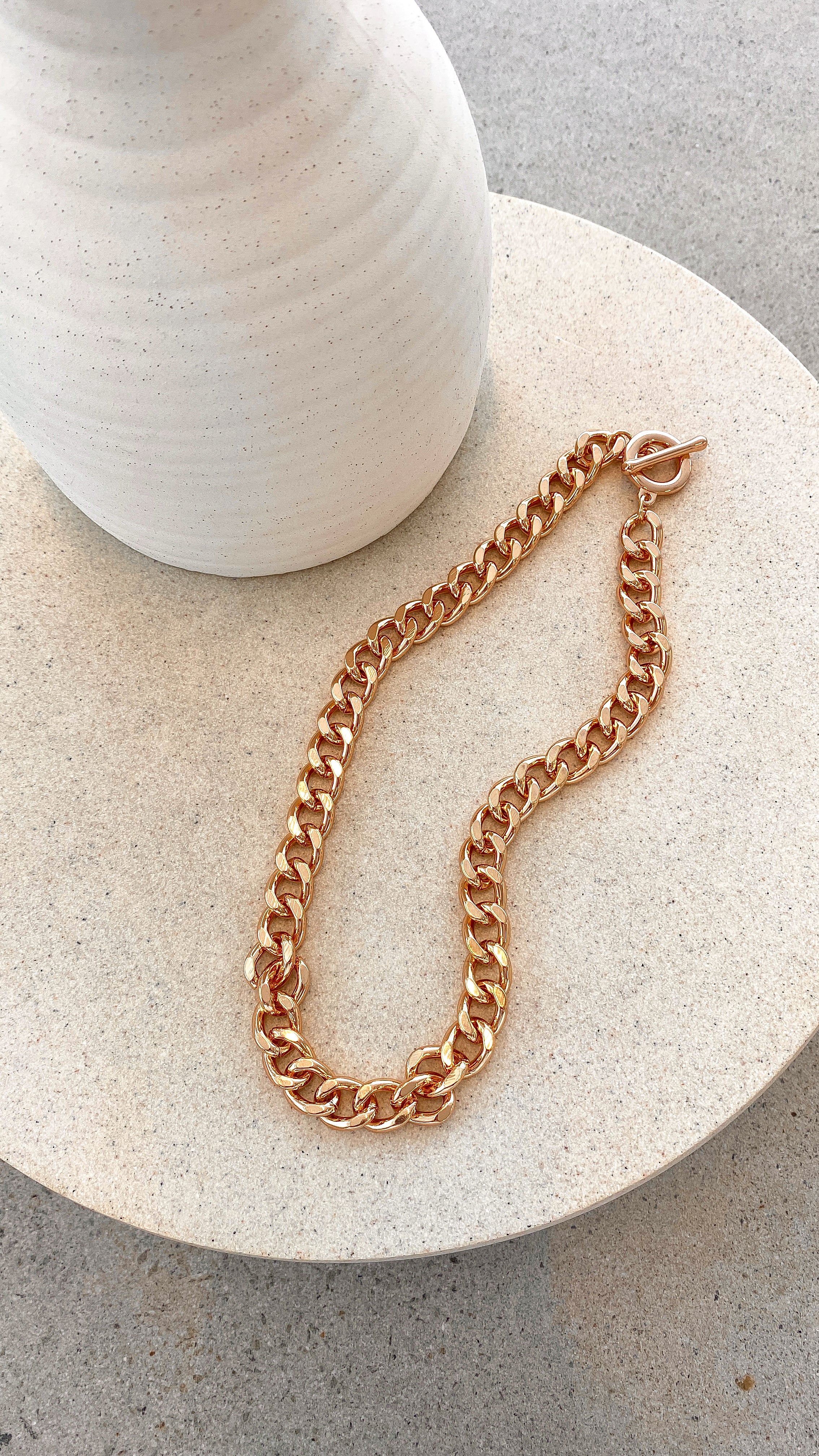Chunky Fob Chain Necklace - Gold - Billy J