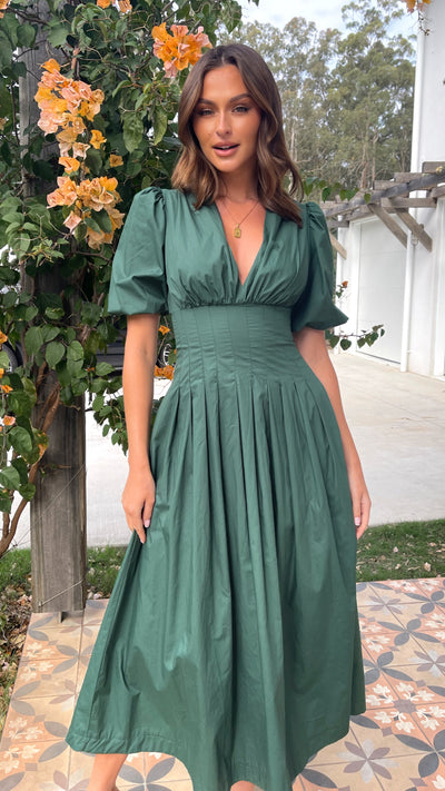 Load image into Gallery viewer, Laura Midi Dress - Emerald - Billy J

