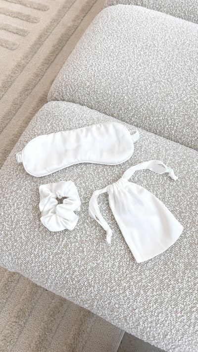 Load image into Gallery viewer, Harper Eye Mask &amp; Scrunchie - White
