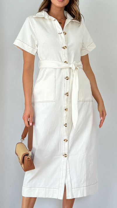 Load image into Gallery viewer, Nicole Midi Dress - Ivory - Billy J
