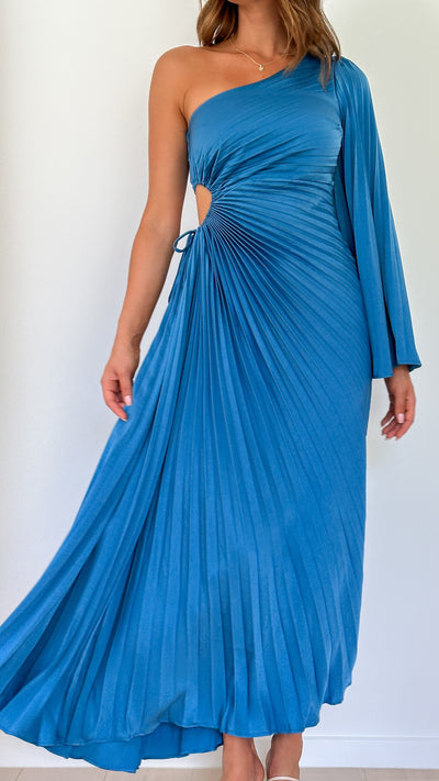 Load image into Gallery viewer, Gwen One Shoulder Maxi Dress - Blue
