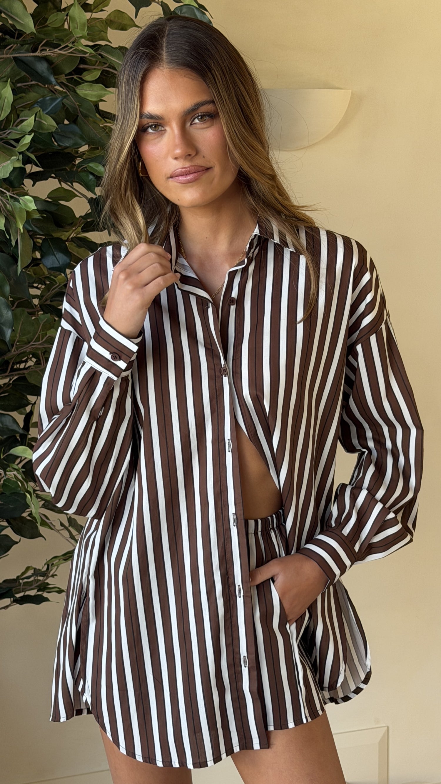Arli Shorts - Brown/White Stripe - Billy J