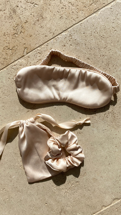 Load image into Gallery viewer, Harper Eye Mask &amp; Scrunchie - Champagne
