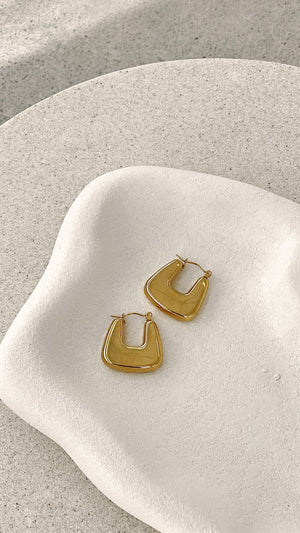 Square Crush Gold Plated Earrings - Gold - Billy J