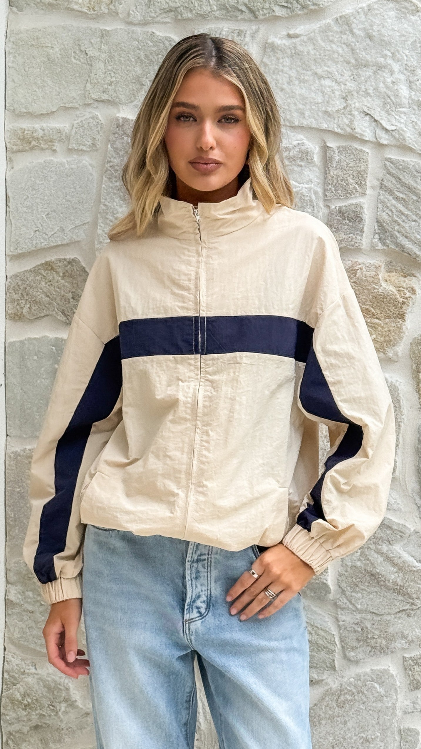 Ariella Jacket - Beige/Navy - Billy J