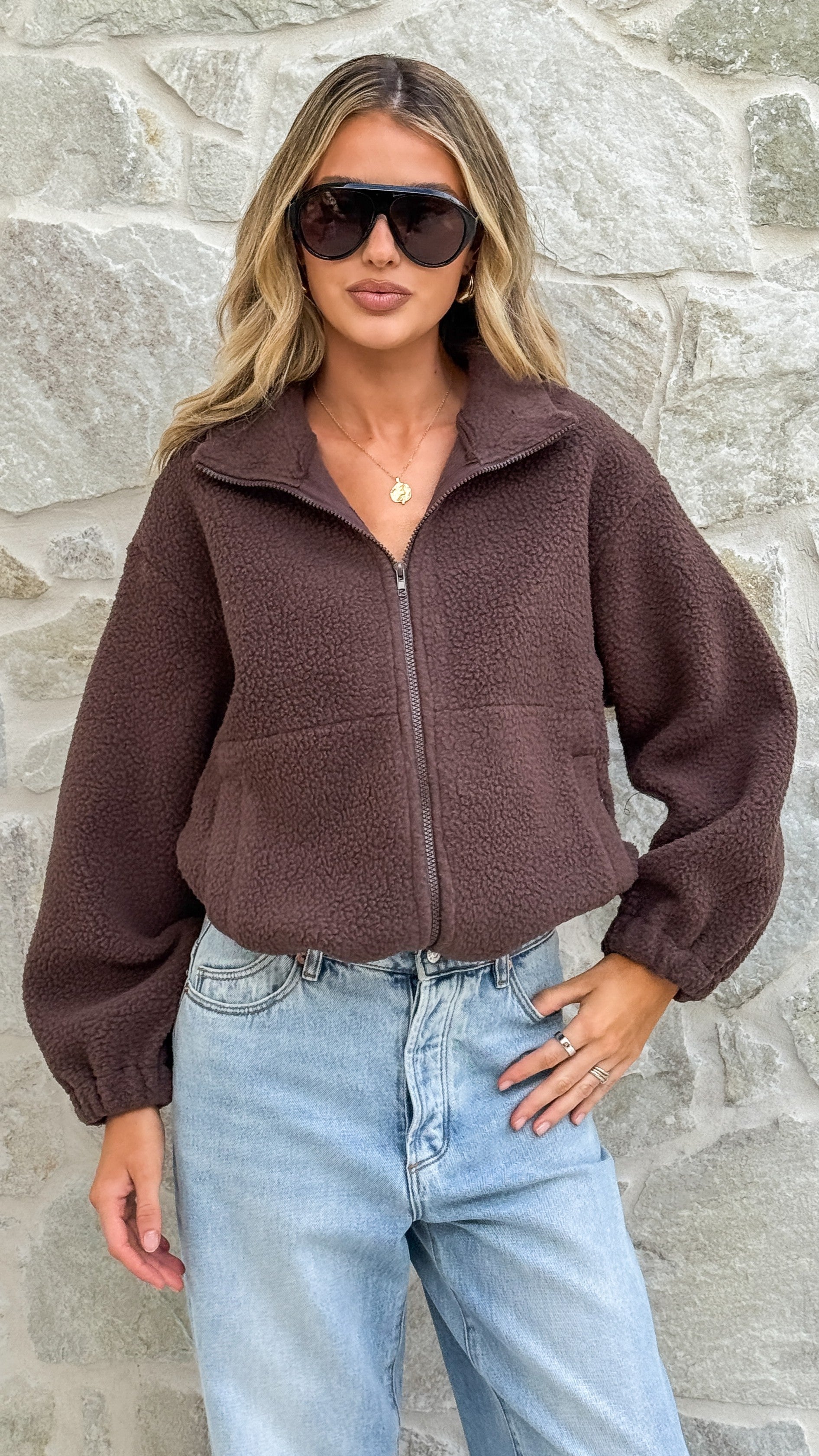 Maisie Teddy Jacket - Chocolate - Billy J