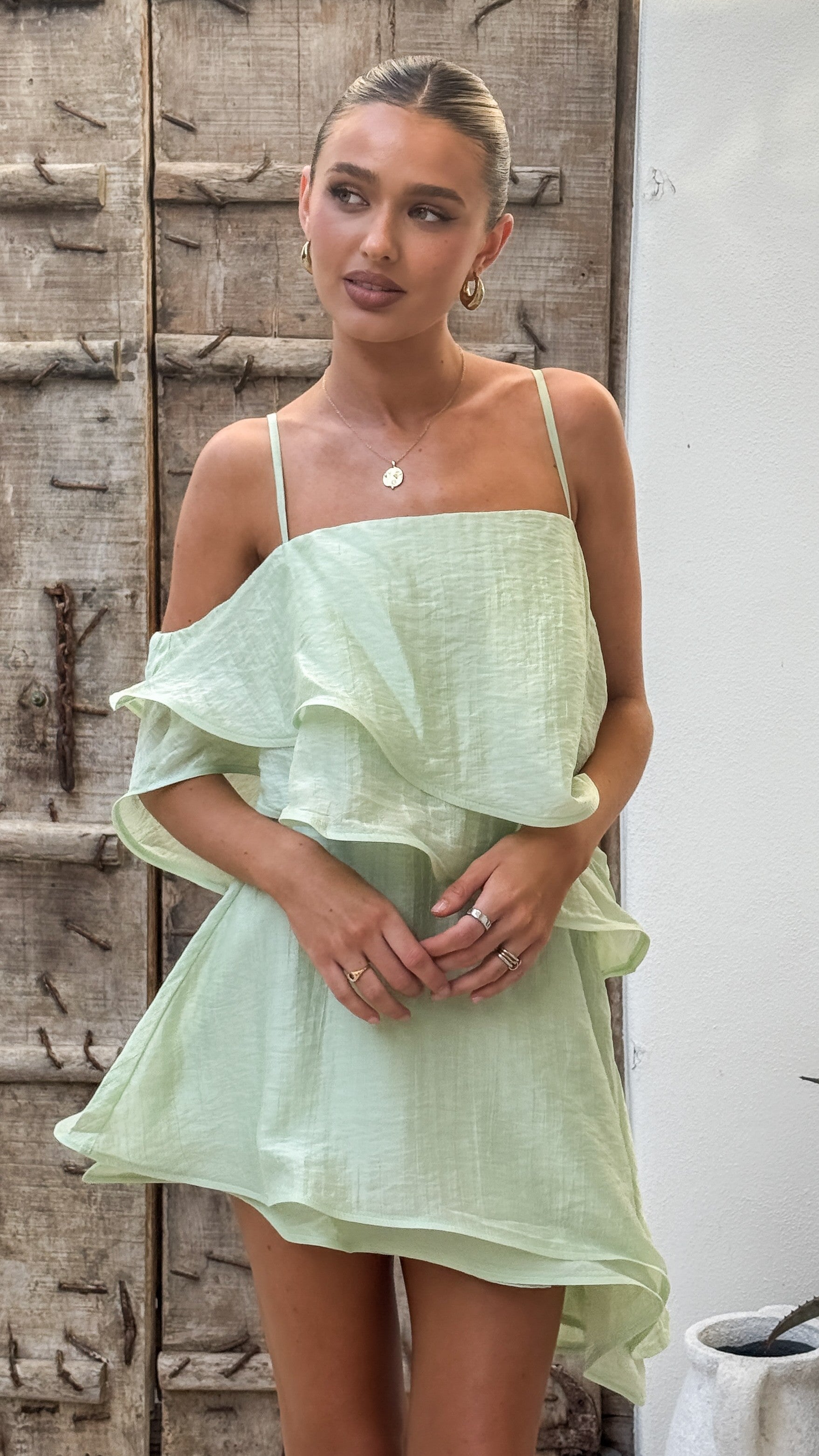 Elain Mini Dress - Sage - Billy J
