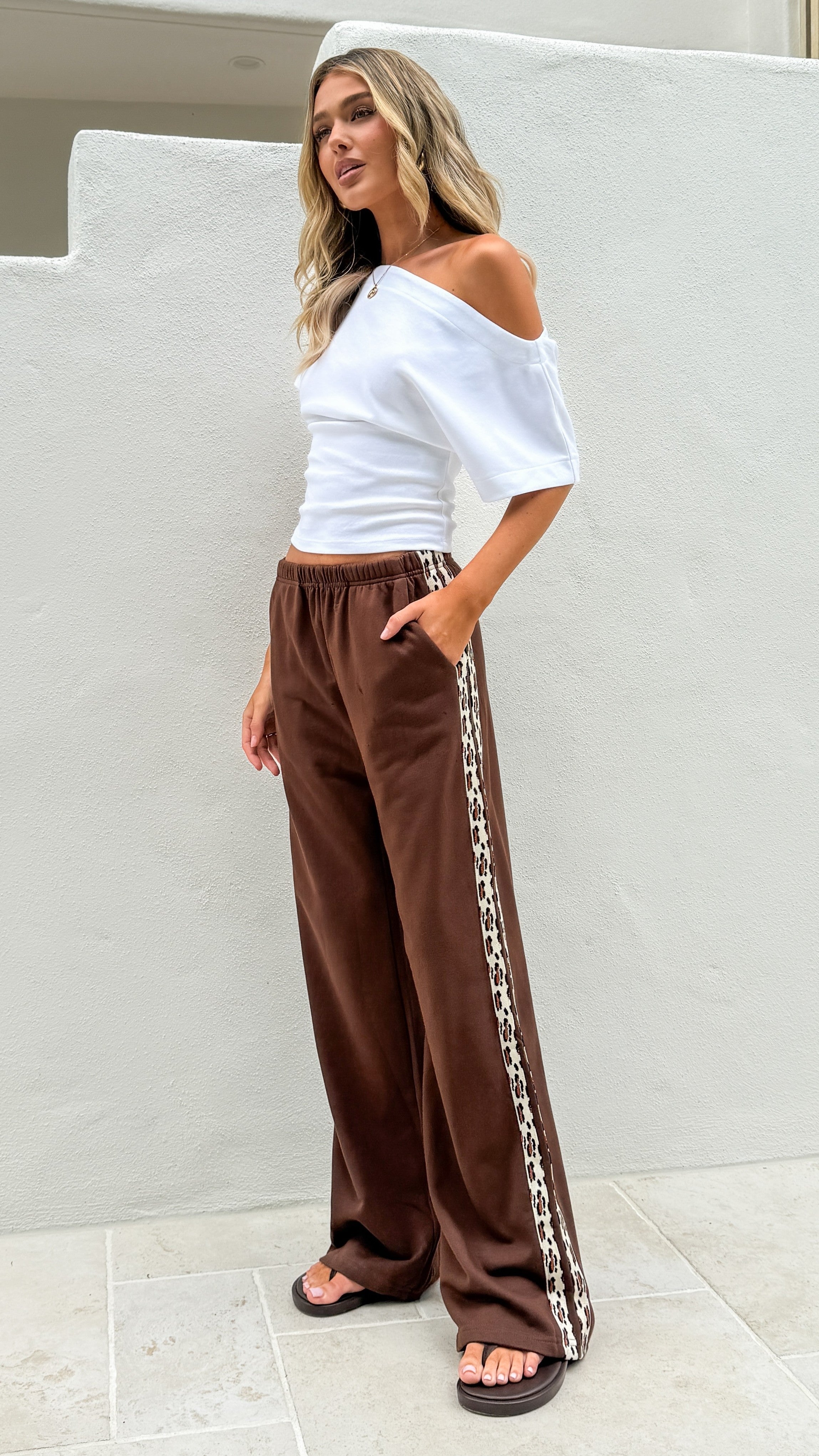 Hadley Pants - Brown/Leopard Stripe - Billy J