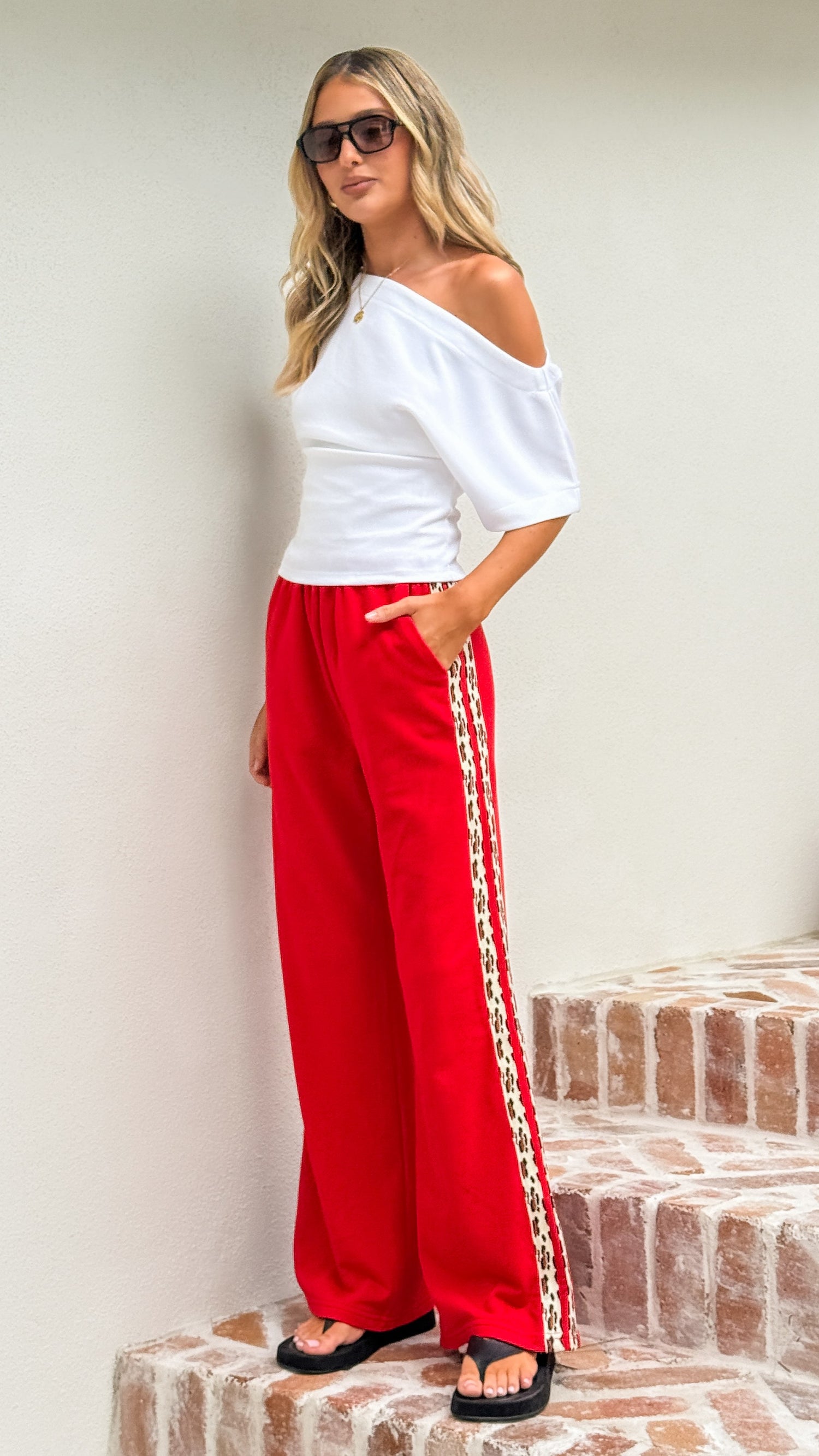 Hadley Pants - Red/Leopard Stripe - Billy J