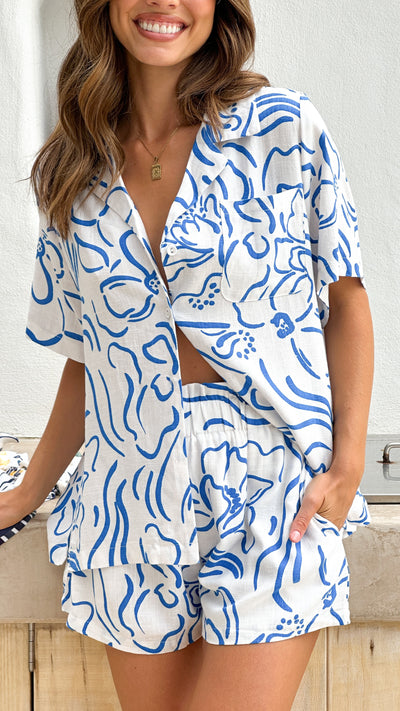 Load image into Gallery viewer, Whitney Button Up Shirt - Chloe Blue Ibiza
