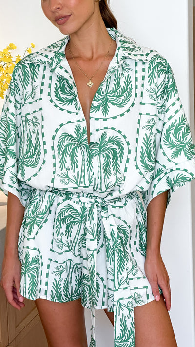 Load image into Gallery viewer, Bailin Playsuit - Green Print
