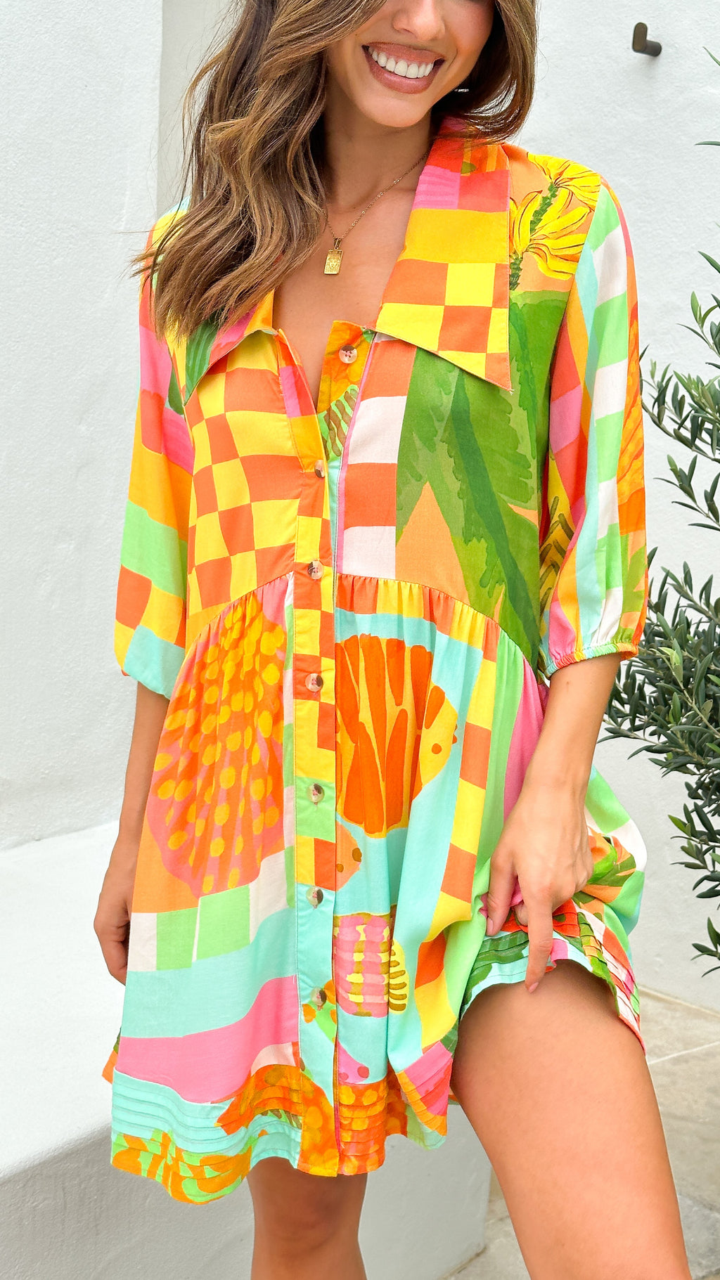 South Beach Mini Dress - Tropical Print