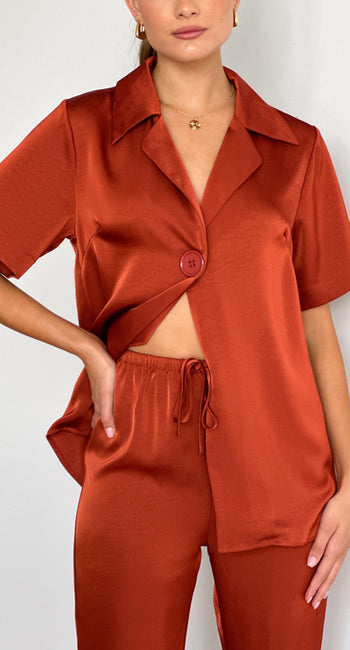 Imogen Button Shirt - Rust