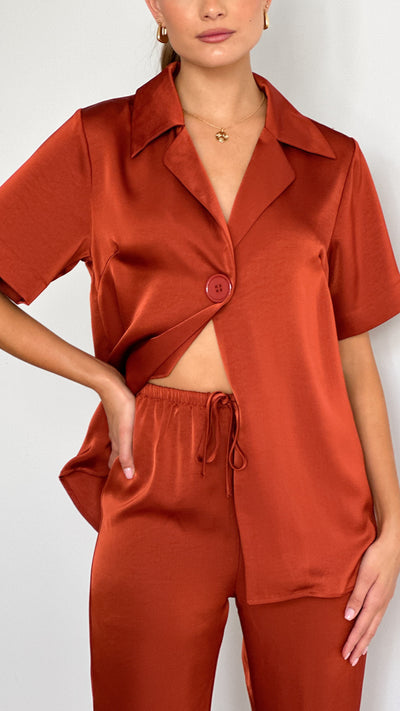 Load image into Gallery viewer, Imogen Button Shirt - Rust - Billy J
