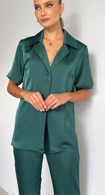Imogen Button Shirt - Emerald
