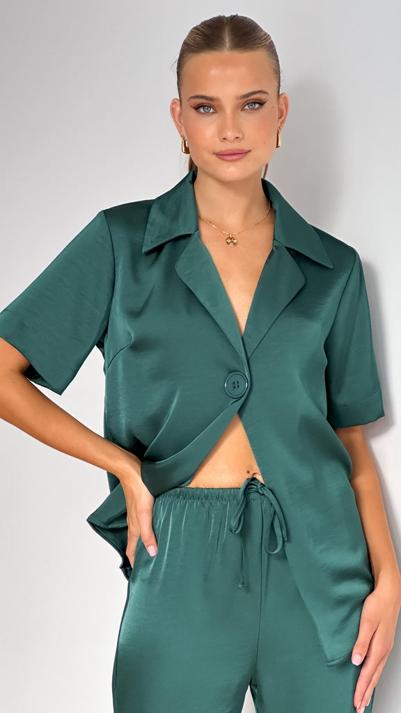 Imogen Button Shirt - Emerald - Billy J
