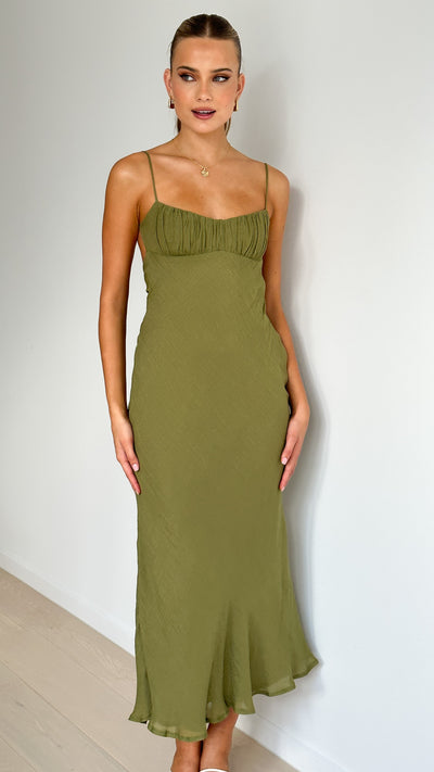 Load image into Gallery viewer, Galina Maxi Dress - Olive - Billy J
