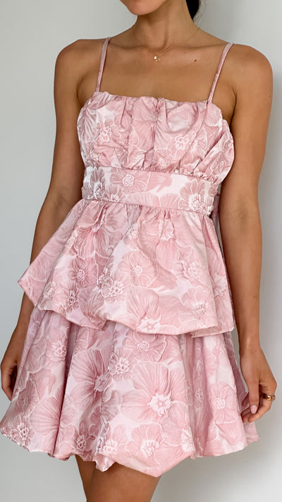 Load image into Gallery viewer, Graciane Mini Dress - Pink Floral - Billy J
