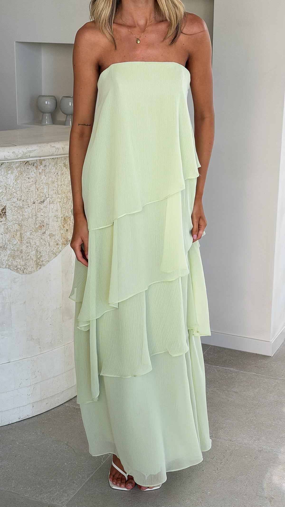 Daisie Strapless Maxi Dress - Sage - Billy J
