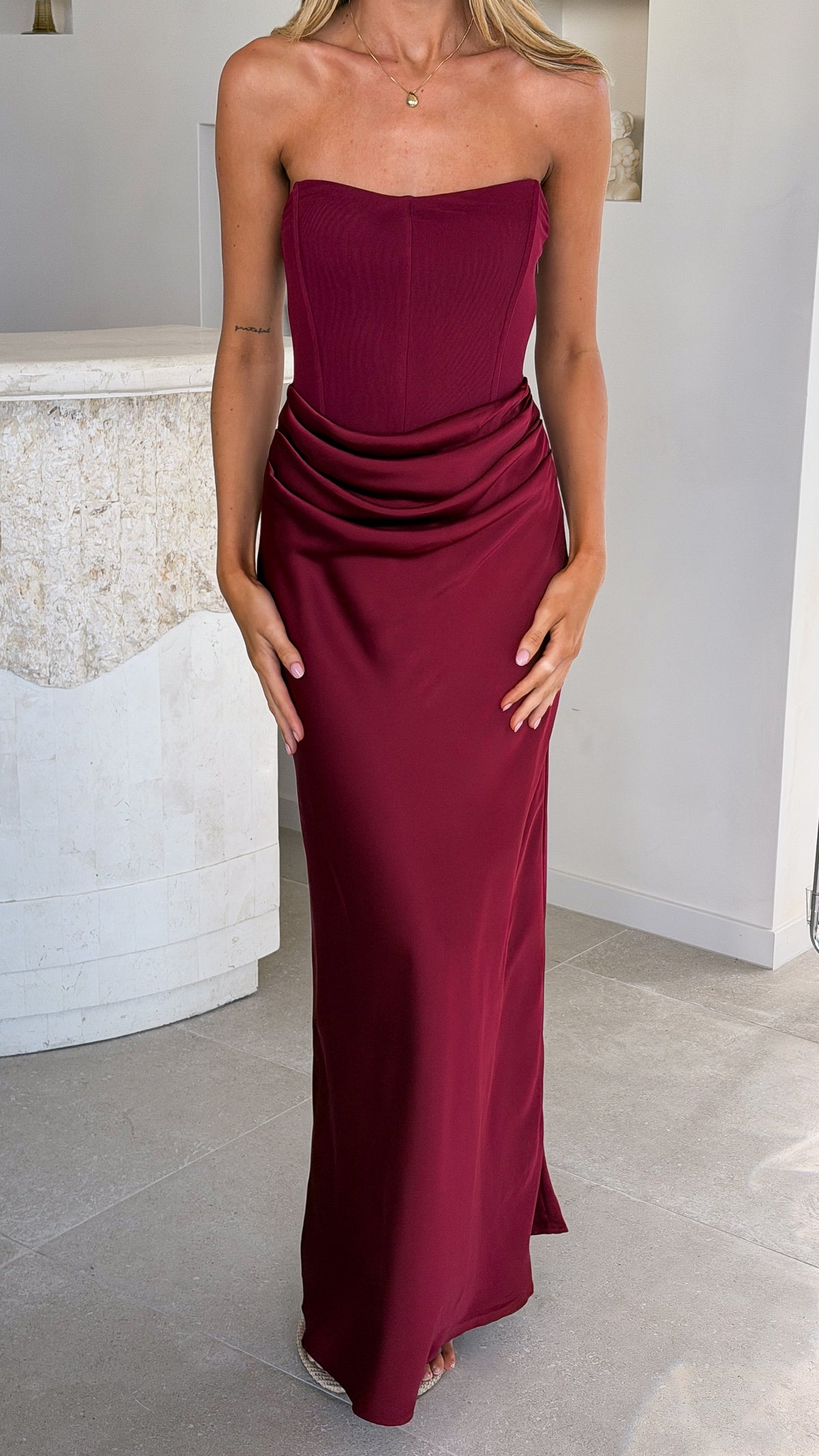 Drew Strapless Maxi Dress - Wine - Billy J