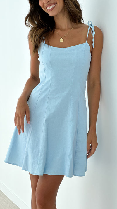 Load image into Gallery viewer, Macie Mini Dress - Light Blue - Billy J
