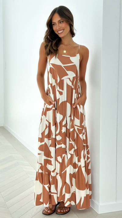 Load image into Gallery viewer, Bandit Maxi Dress - Tan/White
