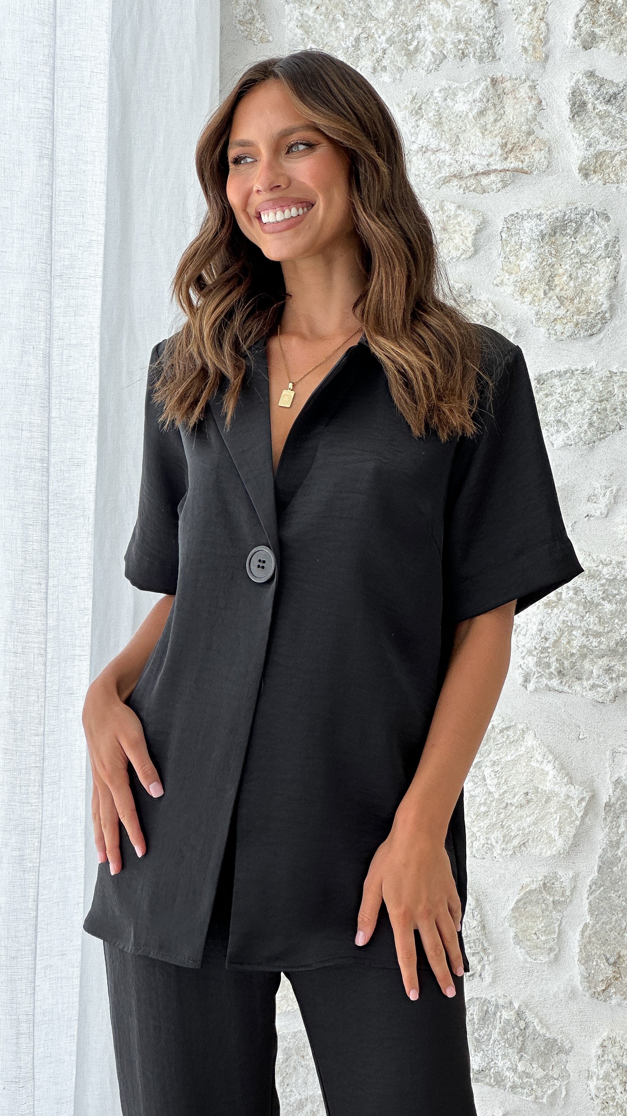 Imogen Button Shirt - Black