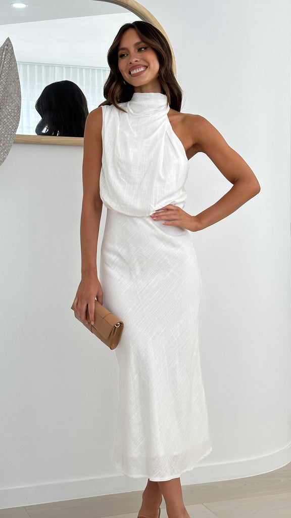 Estha Linen Maxi Dress - White