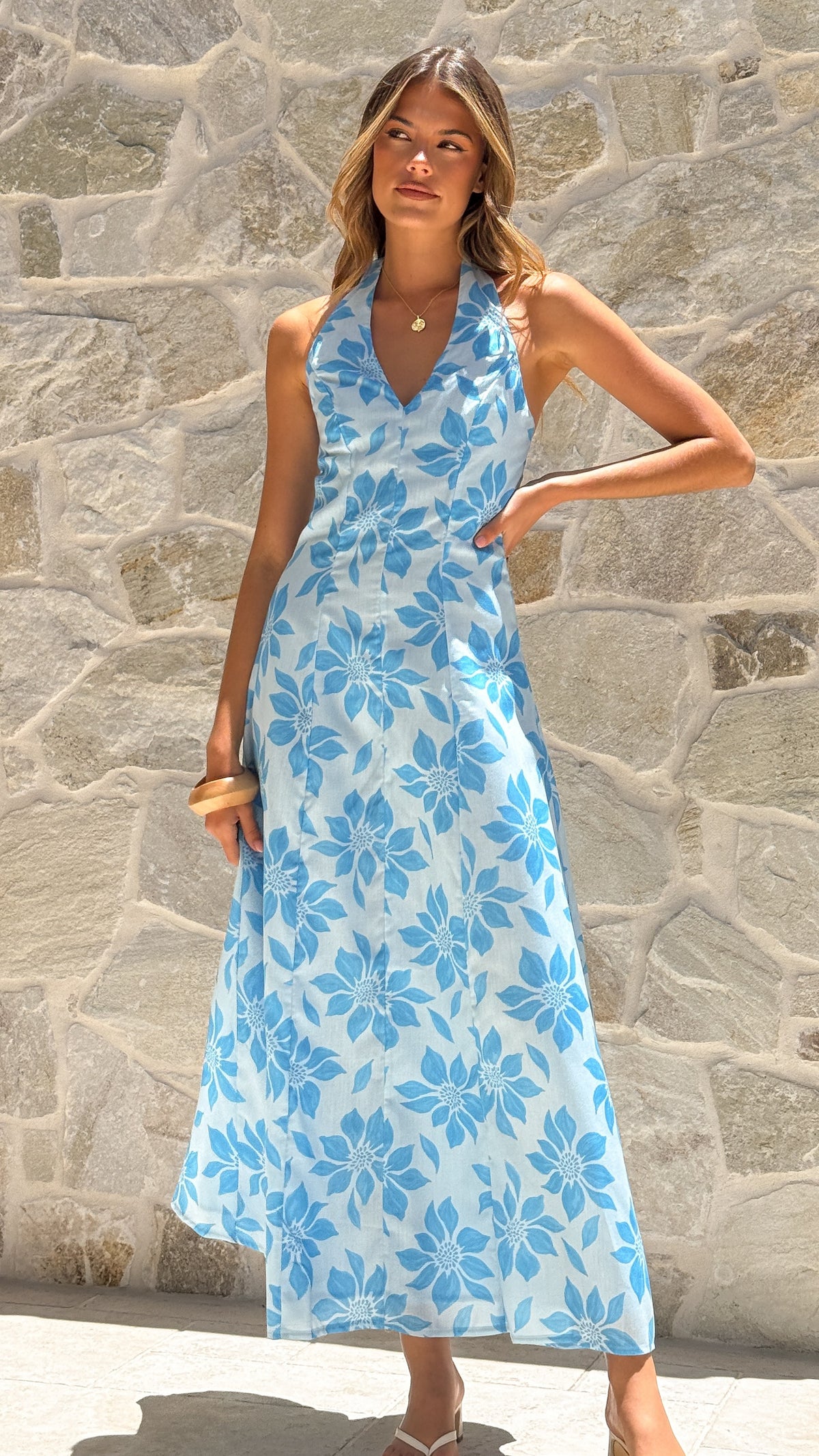 Solange Maxi Dress - Blue Floral - Billy J
