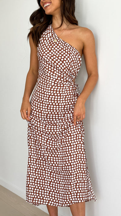 Load image into Gallery viewer, Galiena Midi Dress - Brown Spot
