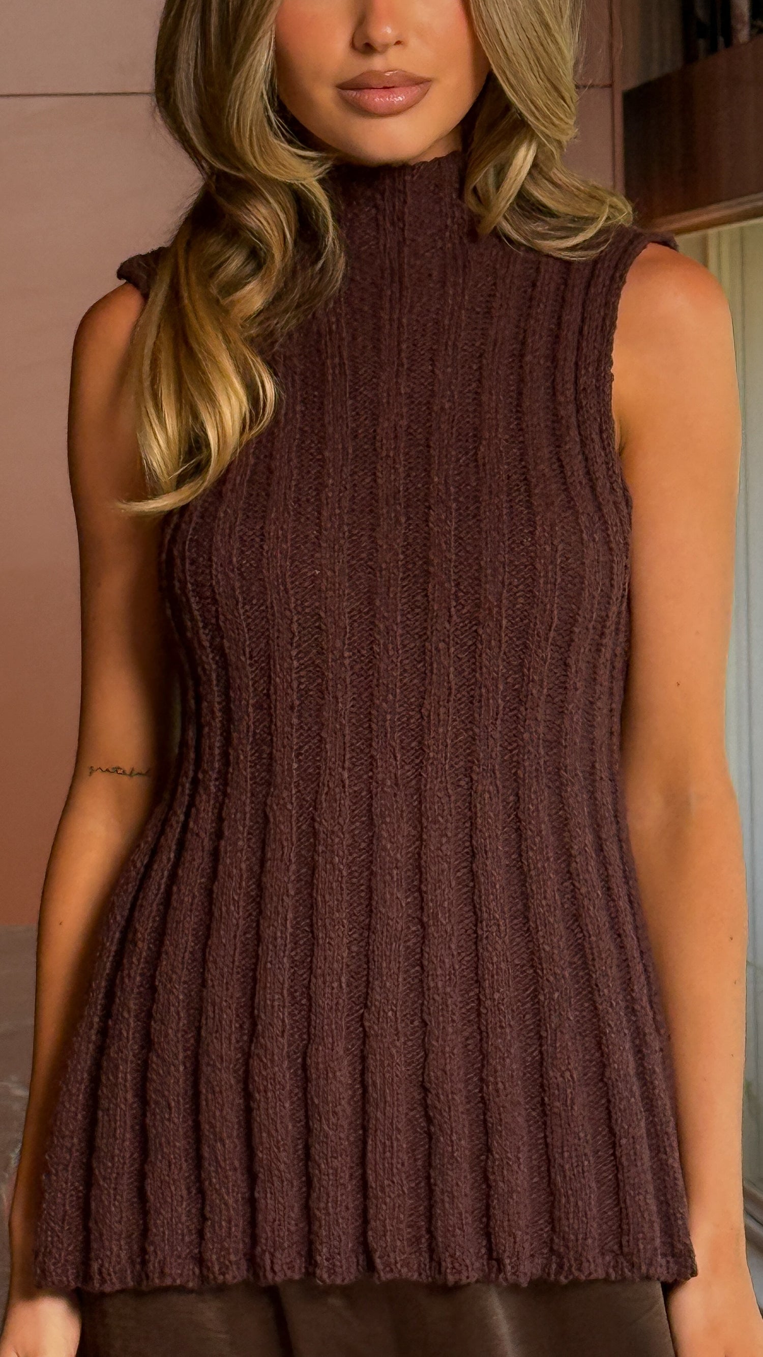 Gracie Knit Top - Chocolate - Billy J