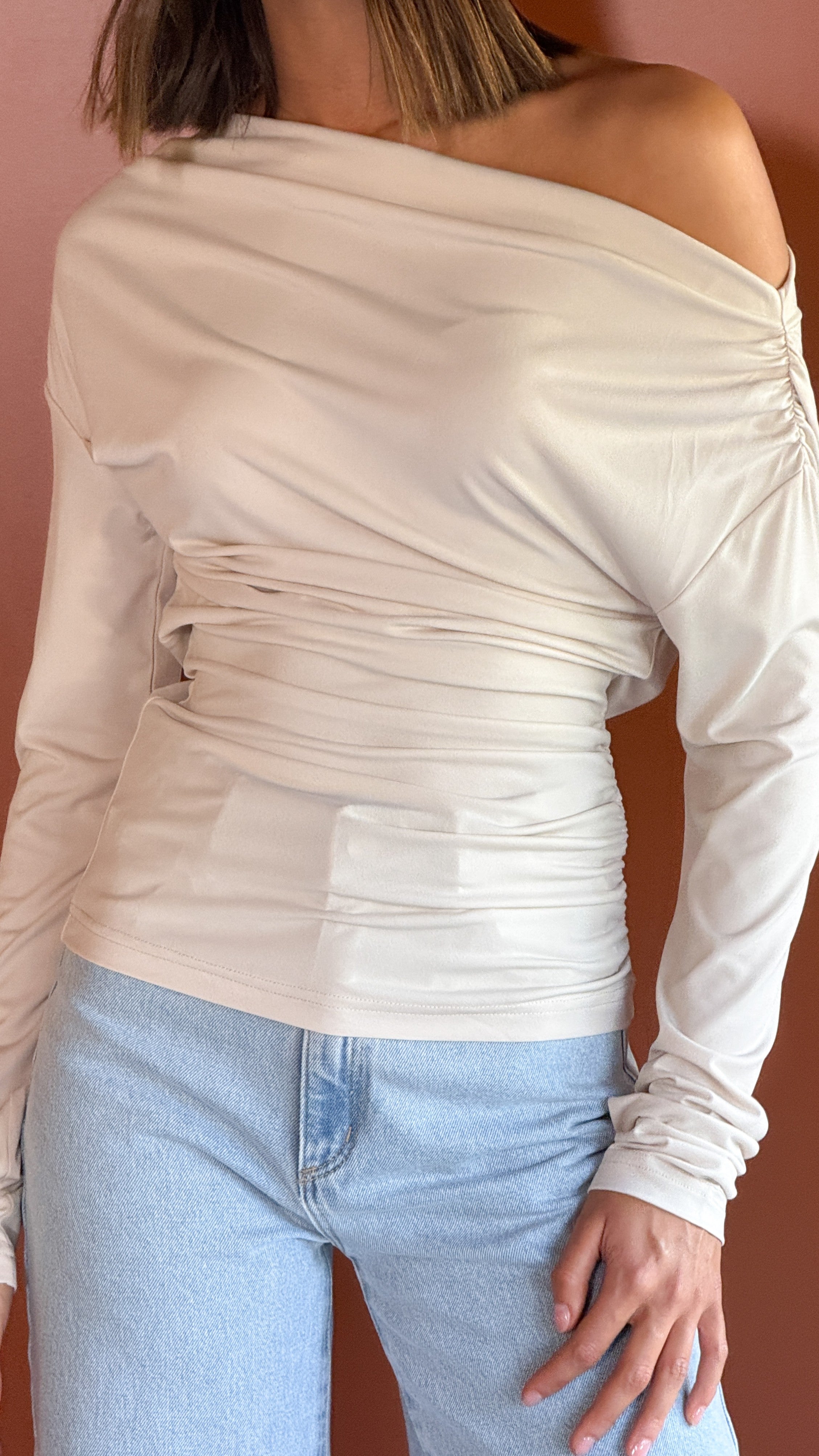 Sutton Long Sleeve Top - Taupe - Billy J