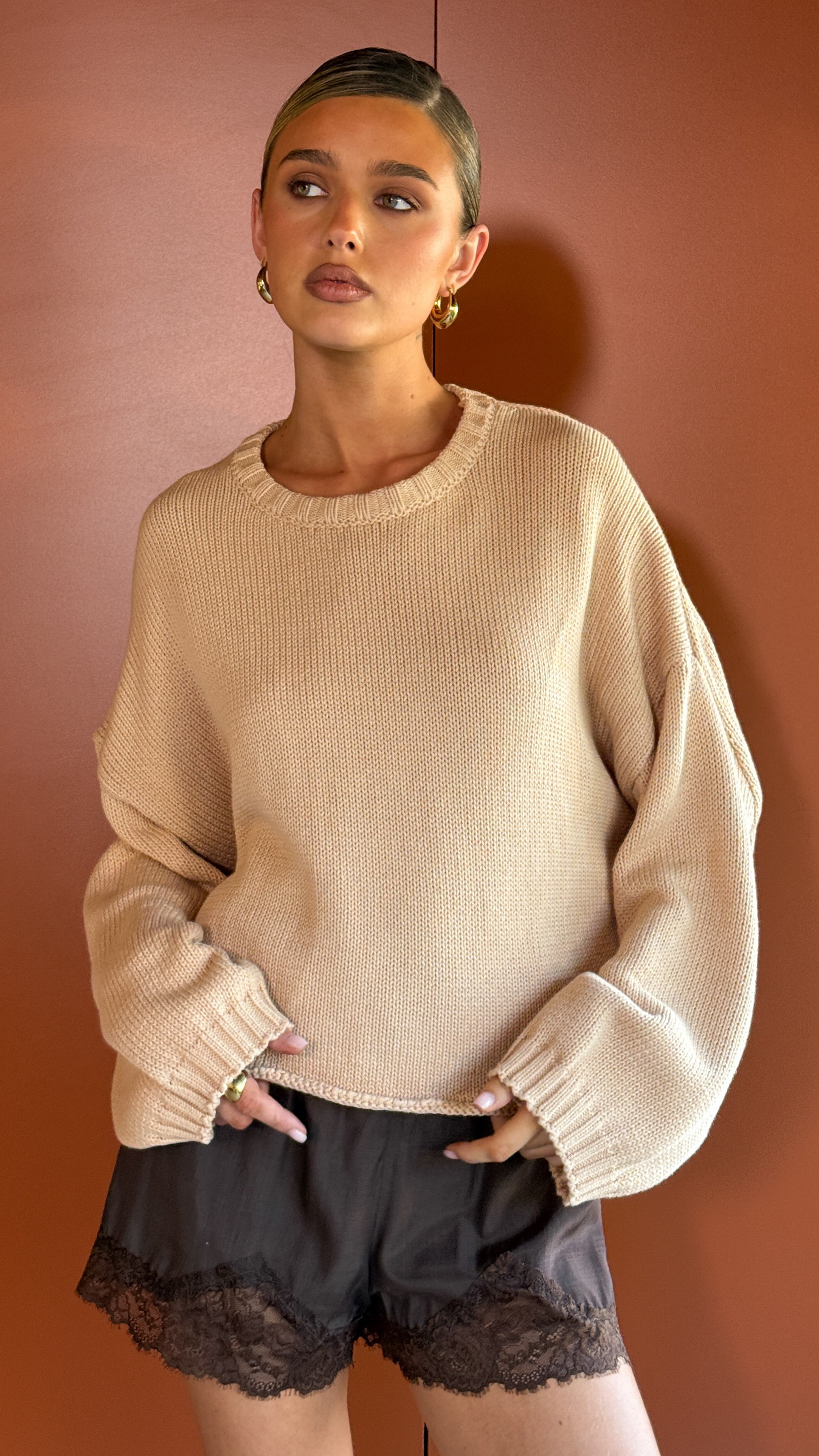 Melbourne Knit Jumper - Beige - Billy J