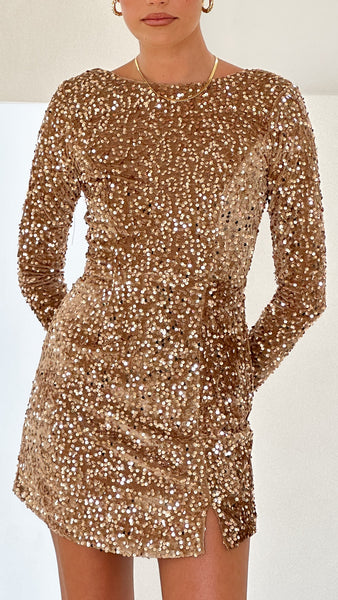 Felicia Mini Dress - Gold - Buy Women's Dresses
