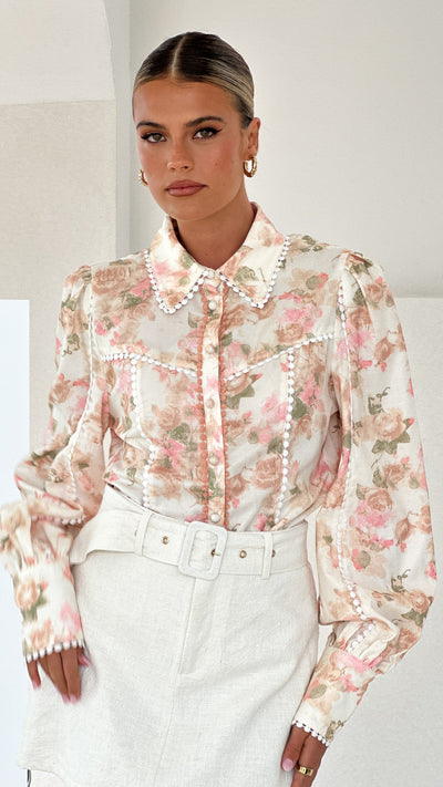 Load image into Gallery viewer, Bahari Long Sleeve Top - Blossom Print - Billy J
